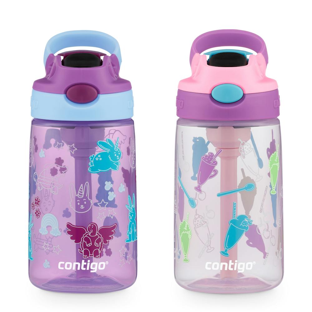 Contigo® Kids Water Bottle with Redesigned AUTOSPOUT® Straw, 14 oz, 2 pack ·01